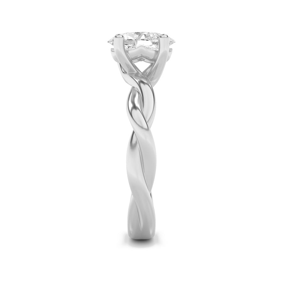 Oval Shape Twisted Shank Solitaire Engagement Ring lab grown diamond