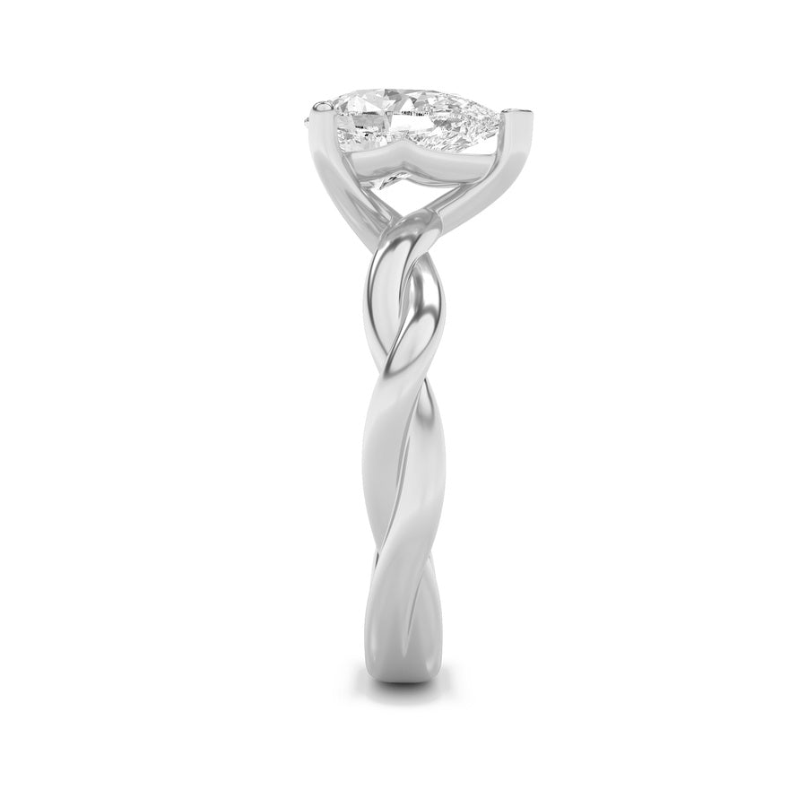 1Cttw Pear Shaped Lab Grown Diamond (F/VS) TwistedShank Solitaire Engagement Ring in 14K Gold