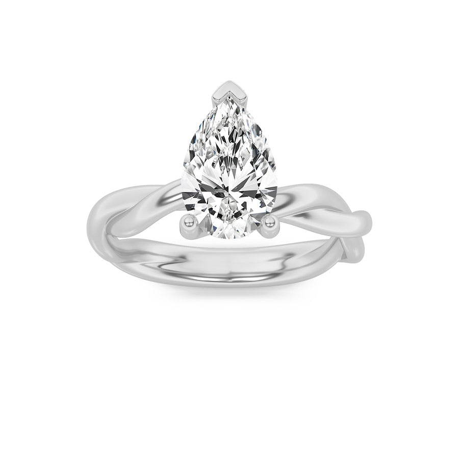 2Cttw Pear Shaped Lab Grown Diamond (F/VS) TwistedShank Solitaire Engagement Ring in 14K Gold