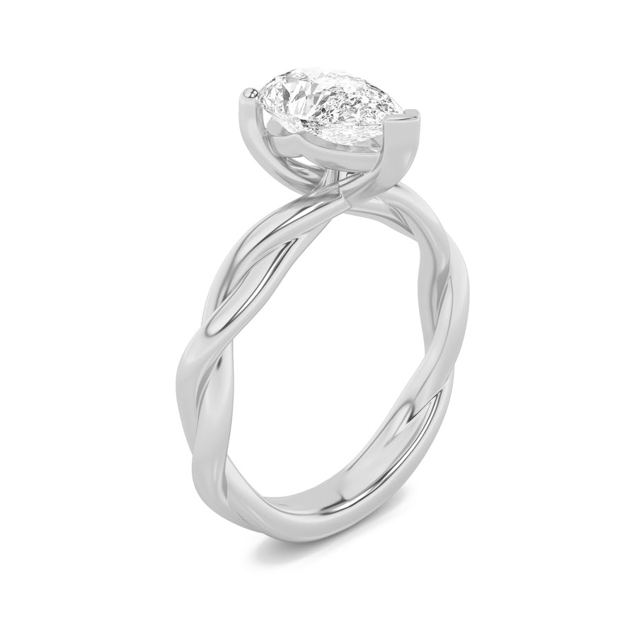 2Cttw Pear Shaped Lab Grown Diamond (F/VS) TwistedShank Solitaire Engagement Ring in 14K Gold