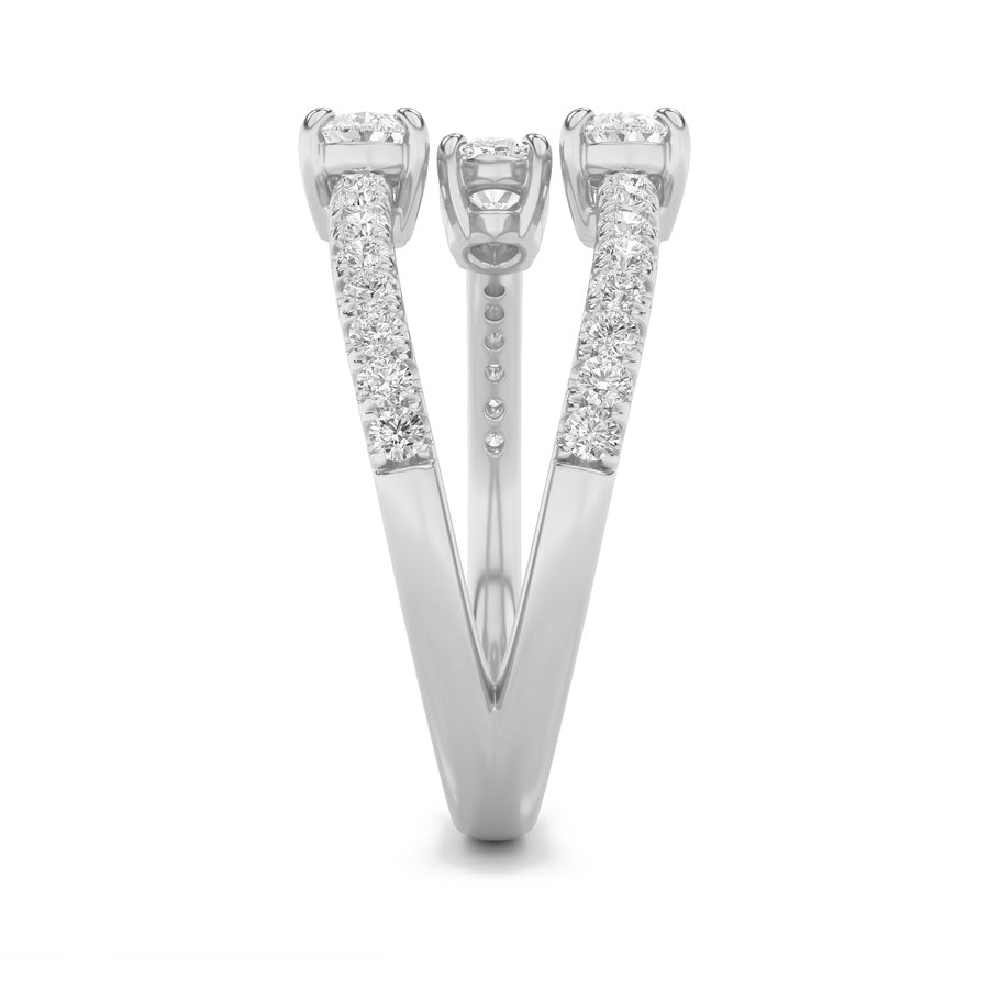 Oval Shape Three Stone Fashion Ring lab grown diamond