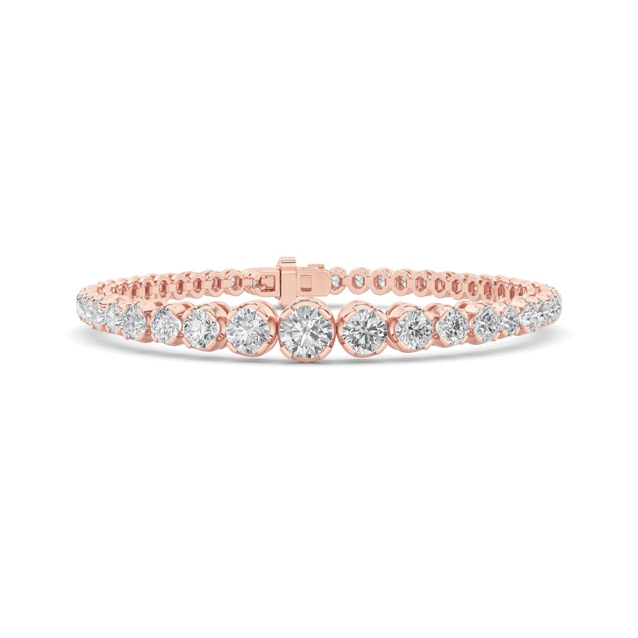 5Cttw Round Shaped Lab Grown Diamond (F/VS) Graduating Tennis Bracelet in 14K Gold