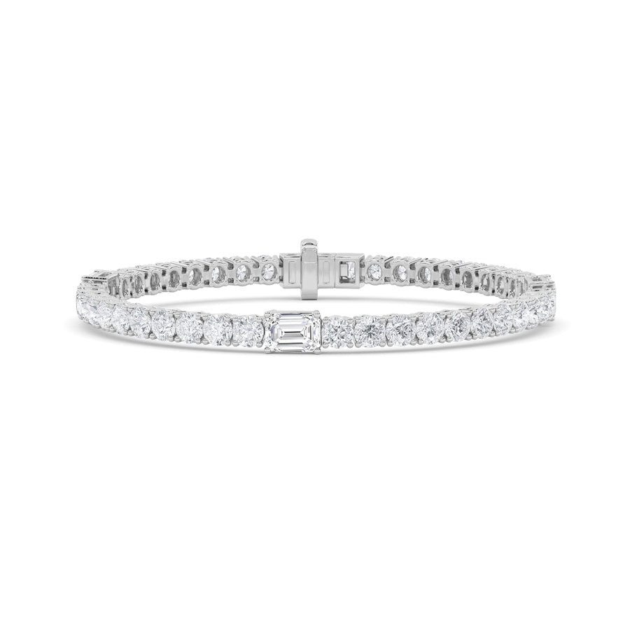 10Cttw Emerald Shaped Lab Grown Diamond (F/VS) East West Station Bracelet in 14K Gold