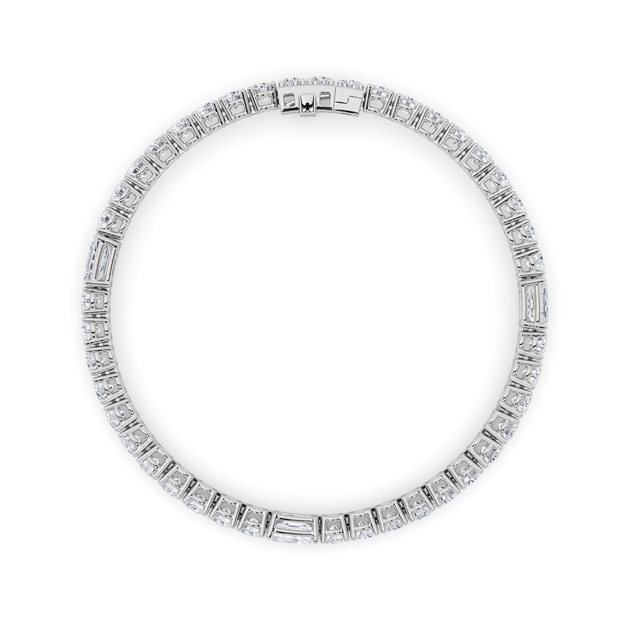 10Cttw Emerald Shaped Lab Grown Diamond (F/VS) East West Station Bracelet in 14K Gold