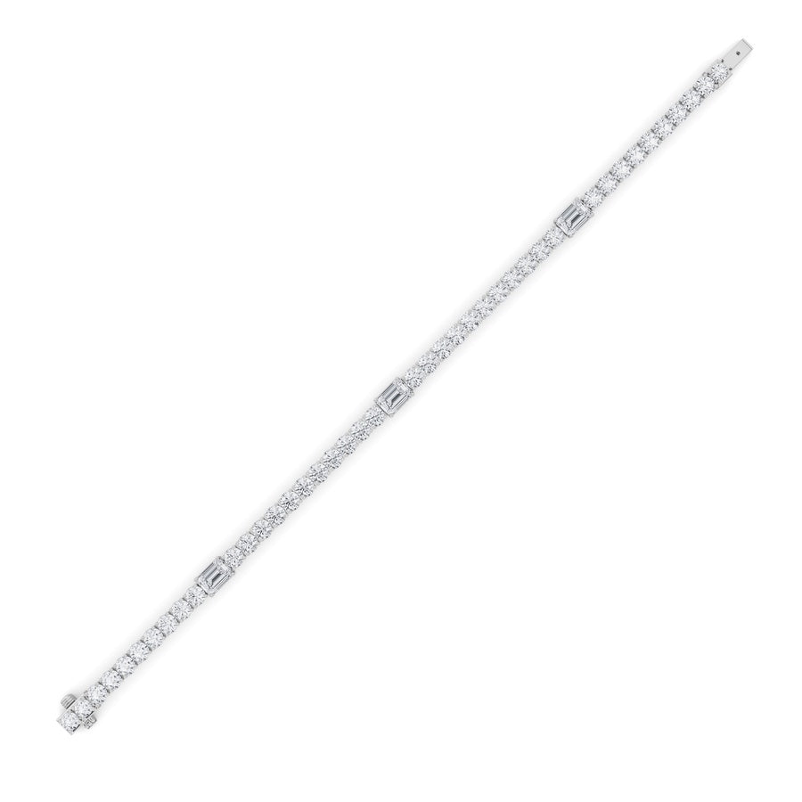 10Cttw Emerald Shaped Lab Grown Diamond (F/VS) East West Station Bracelet in 14K Gold