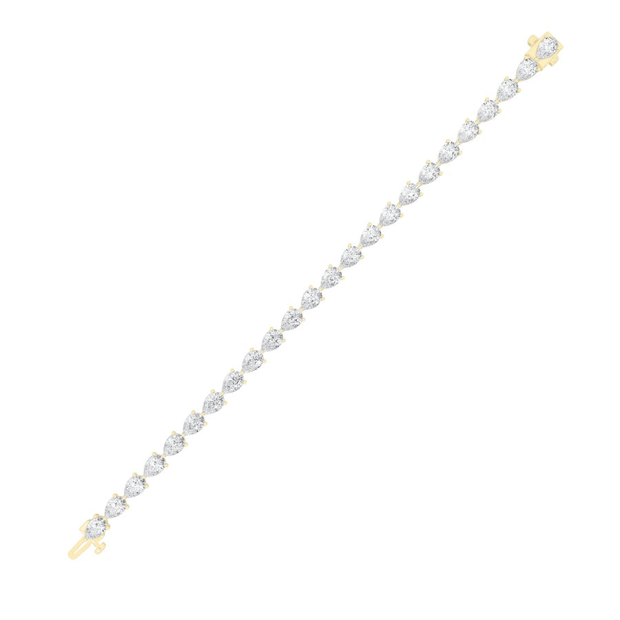 8.5Cttw Pear Shaped Lab Grown Diamond (F/VS) FancyLine Bracelet in 14K Gold