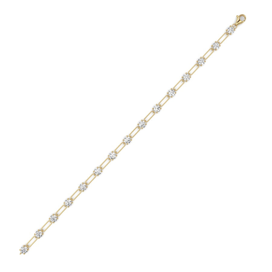 3Cttw Round Shaped Lab Grown Diamond (F/VS) Station Bracelet in 14K Gold