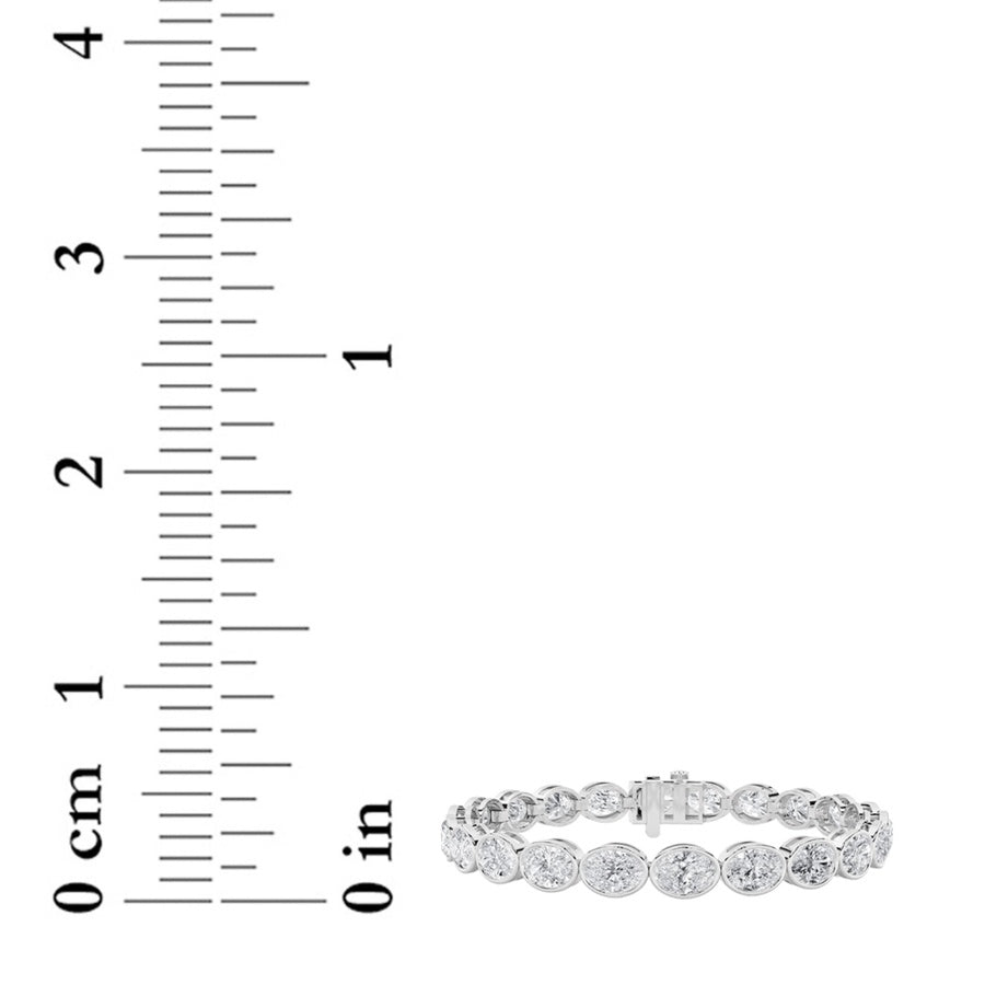 15Cttw Oval Shaped Lab Grown Diamond (F/VS) East West Bezel Set Bracelet in 14K Gold