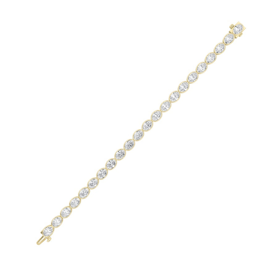 15Cttw Oval Shaped Lab Grown Diamond (F/VS) East West Bezel Set Bracelet in 14K Gold