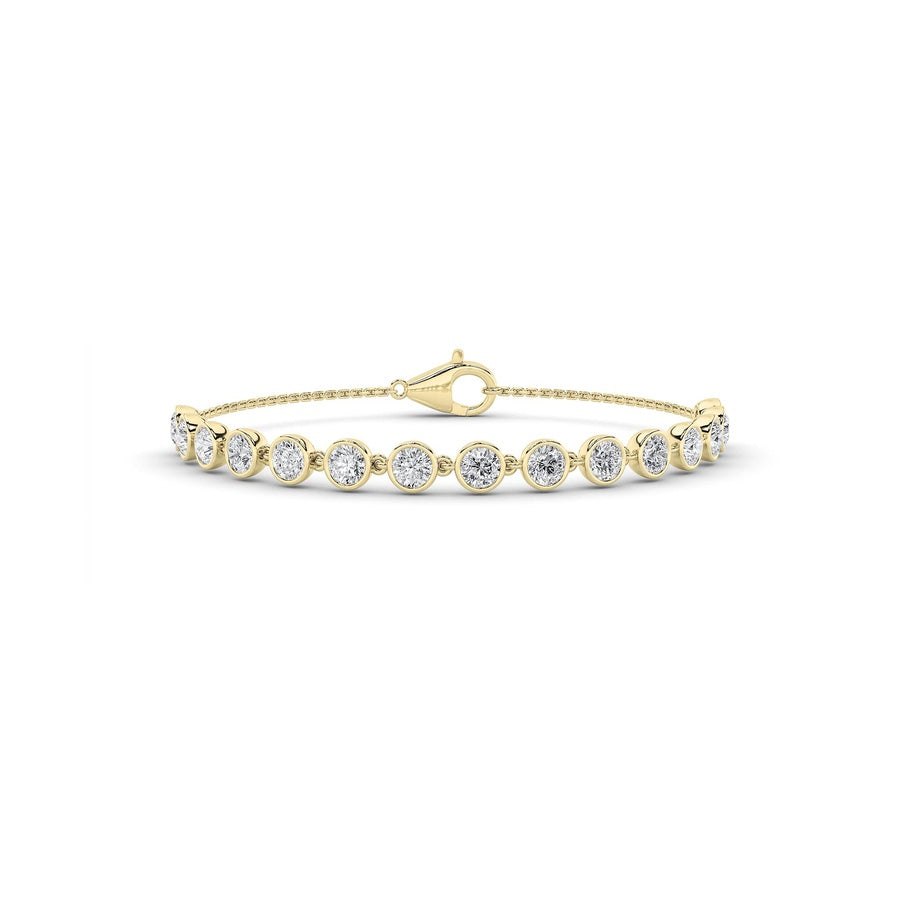 3Cttw Round Shaped Lab Grown Diamond (F/VS) BezelSet Bracelet in 14K Gold
