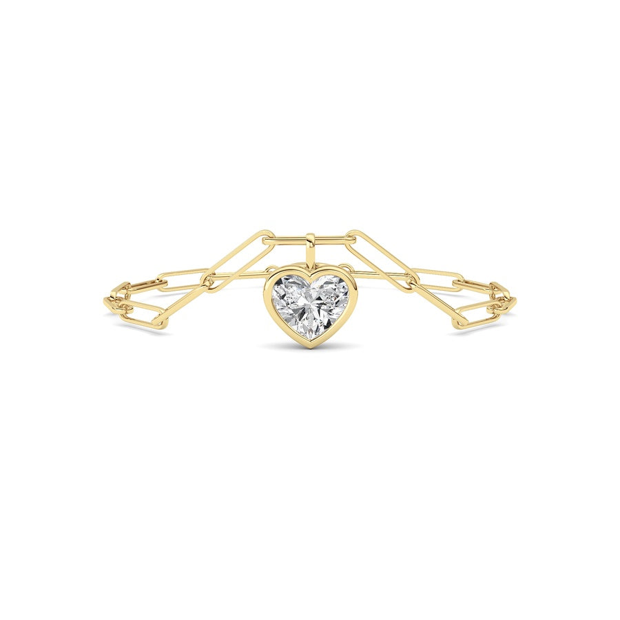 3Cttw Heart Lab Grown Diamond (F/VS ) Bezel Set Bracelet in 14K Gold