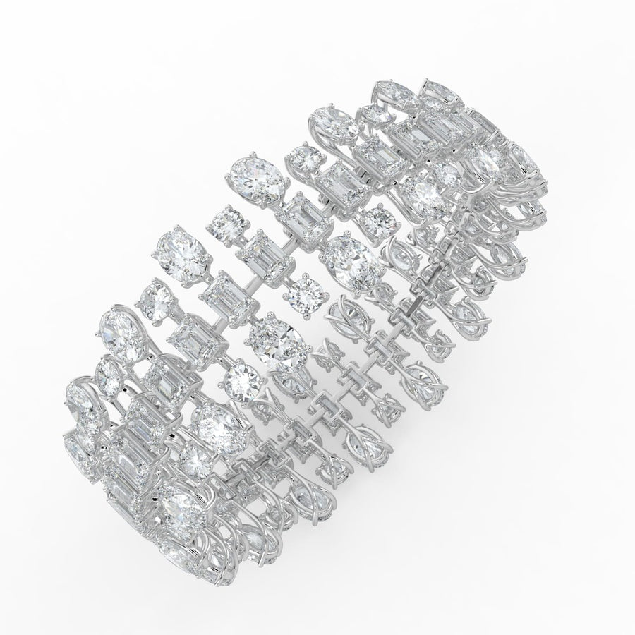 34.5Cttw Mix Shaped Lab Grown Diamond (F/VS) Bracelet in 14K Gold