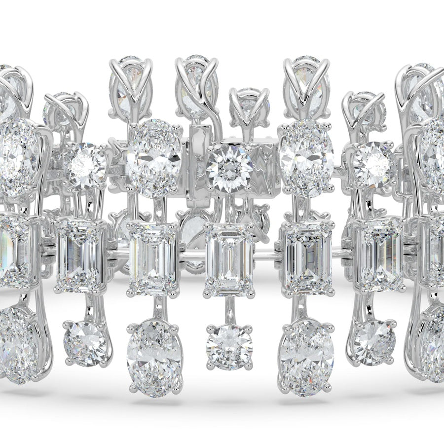 34.5Cttw Mix Shaped Lab Grown Diamond (F/VS) Bracelet in 14K Gold