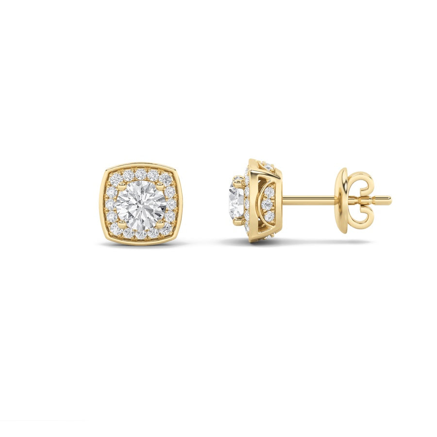 Round Shape Halo Stud Earrings lab grown diamond