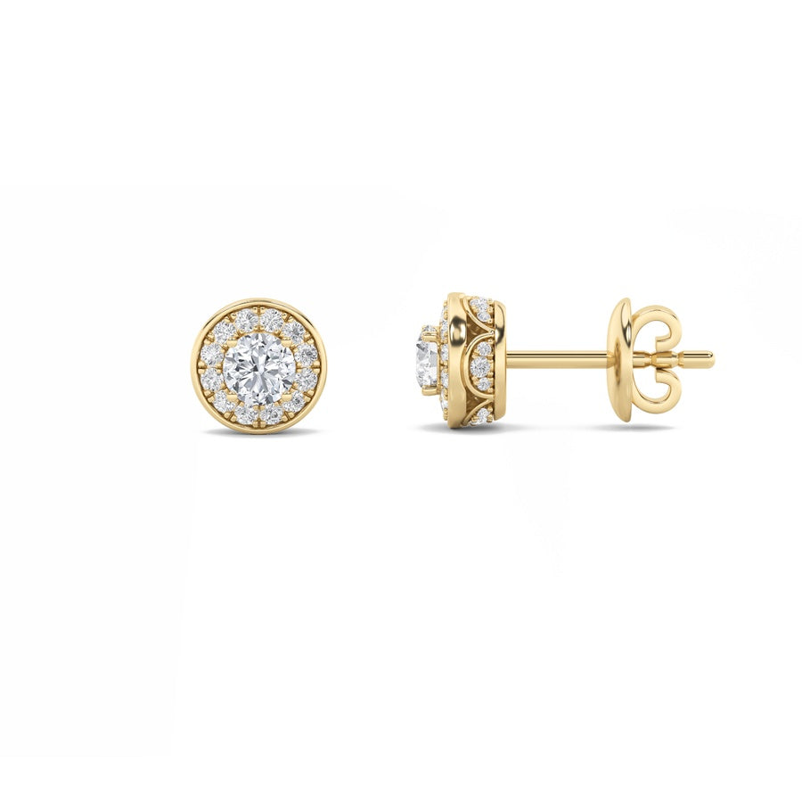 Round Shape Halo Stud Earrings lab grown diamond