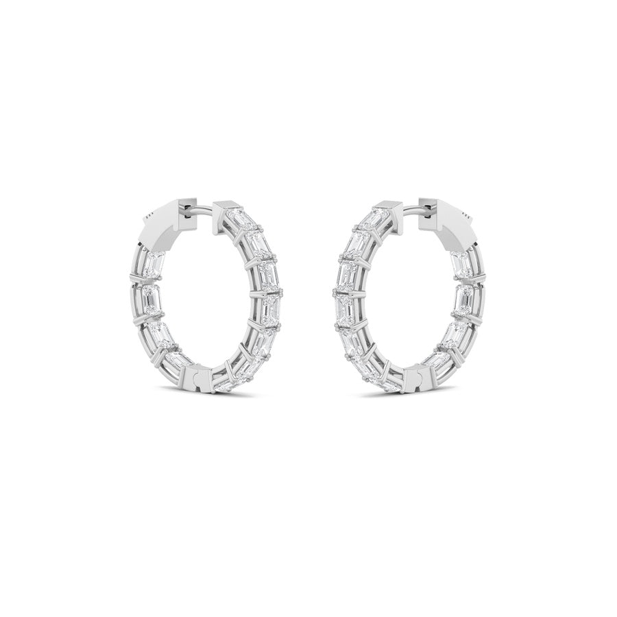 Emerald Shape Inside Out Hoop Earrings lab grown diamond
