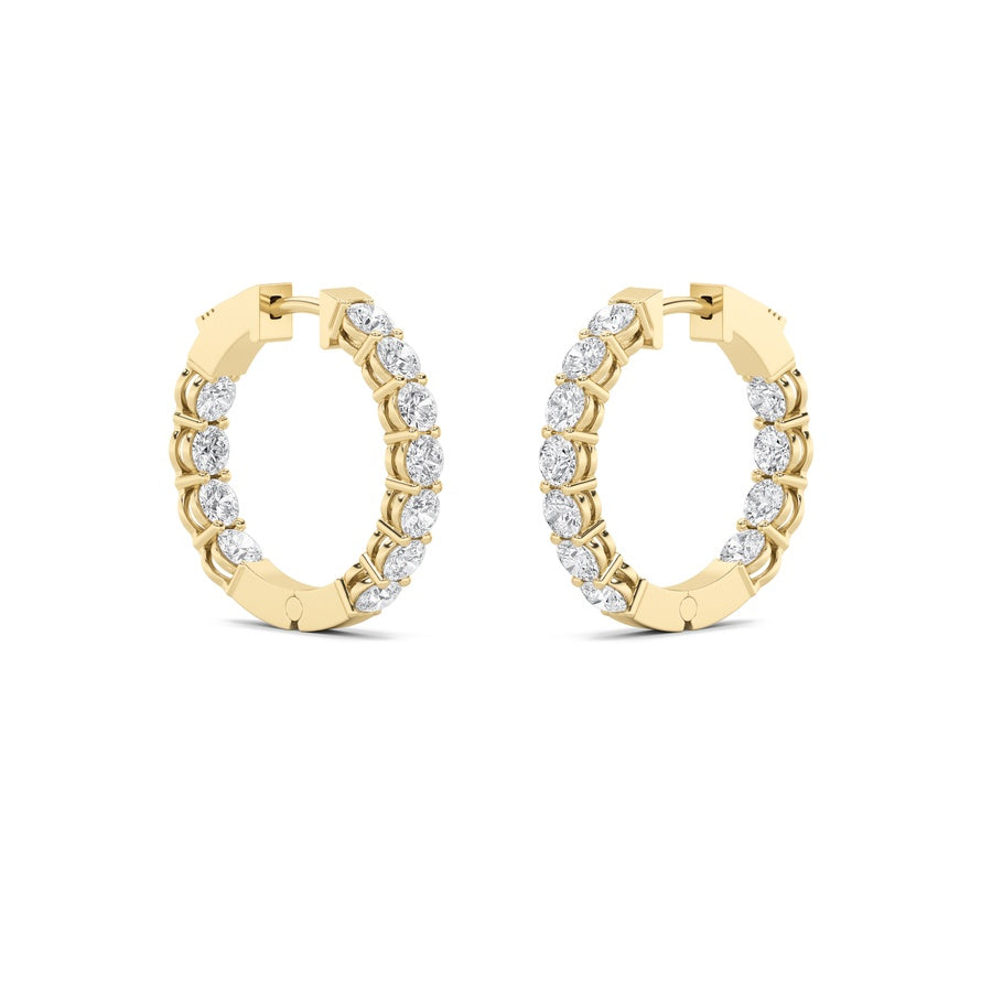 Round Shape Inside Out Hoop Earrings lab grown diamond