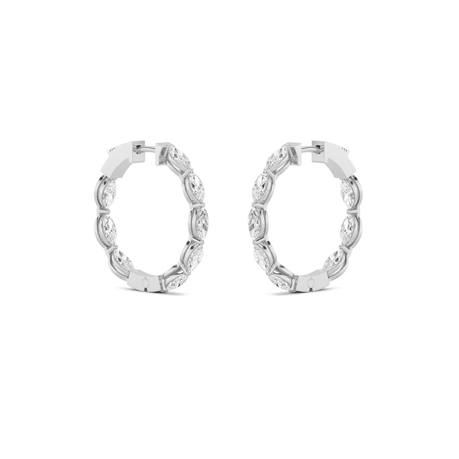 Marquise Shape Inside Out Hoop Earrings lab grown diamond