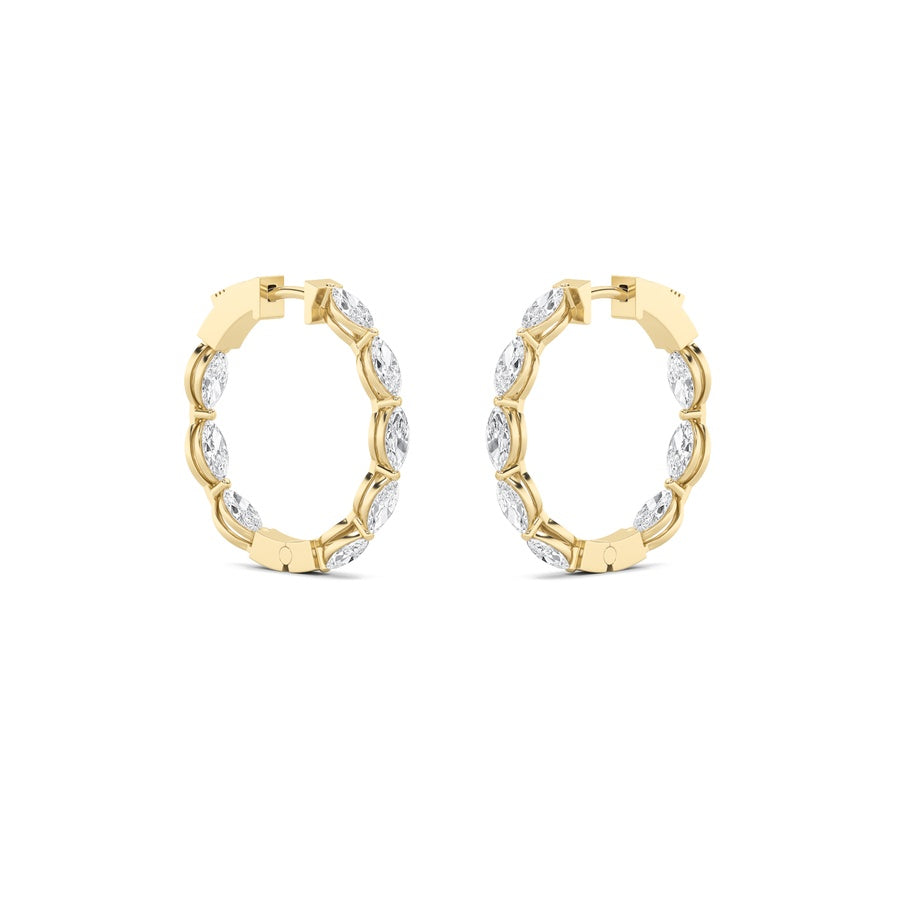 Marquise Shape Inside Out Hoop Earrings lab grown diamond