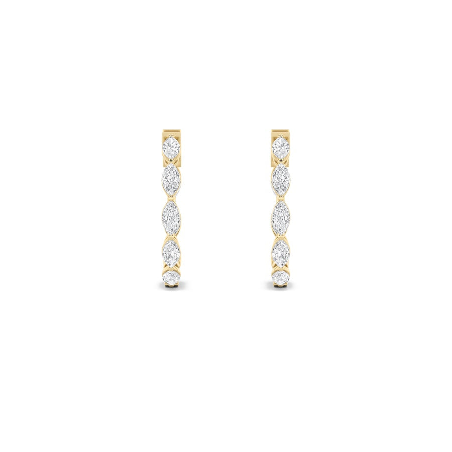 Marquise Shape Inside Out Hoop Earrings lab grown diamond