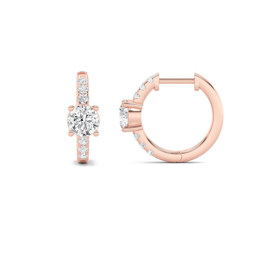 Round Shape Solitare Accent Huggie Earrings lab grown diamond