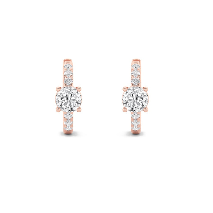 Round Shape Solitare Accent Huggie Earrings lab grown diamond