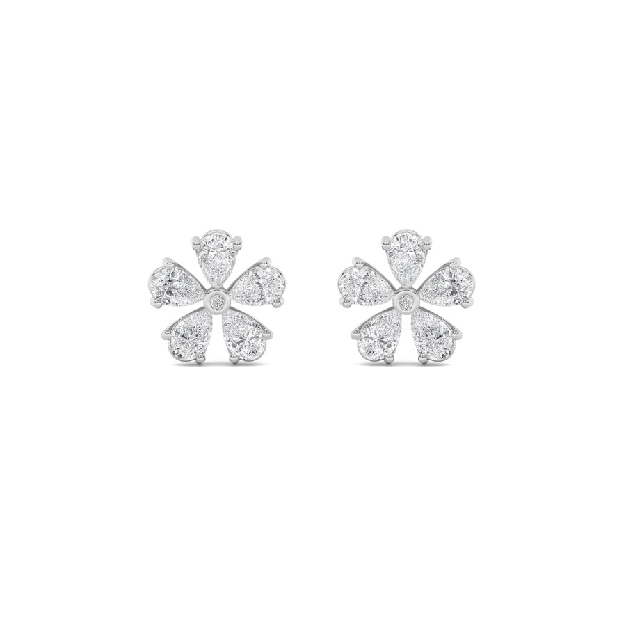 1.5Cttw Pear Shaped Lab Grown Diamond (F/VS) Floral Earrings in 14K Gold