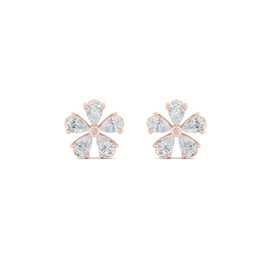 Pear Shape Floral Earrings lab grown diamond