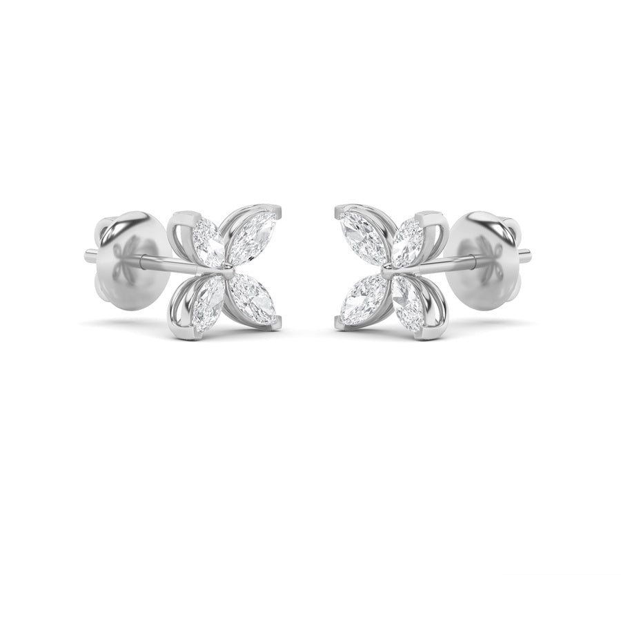 Marquise Shape Flower Earrings lab grown diamond