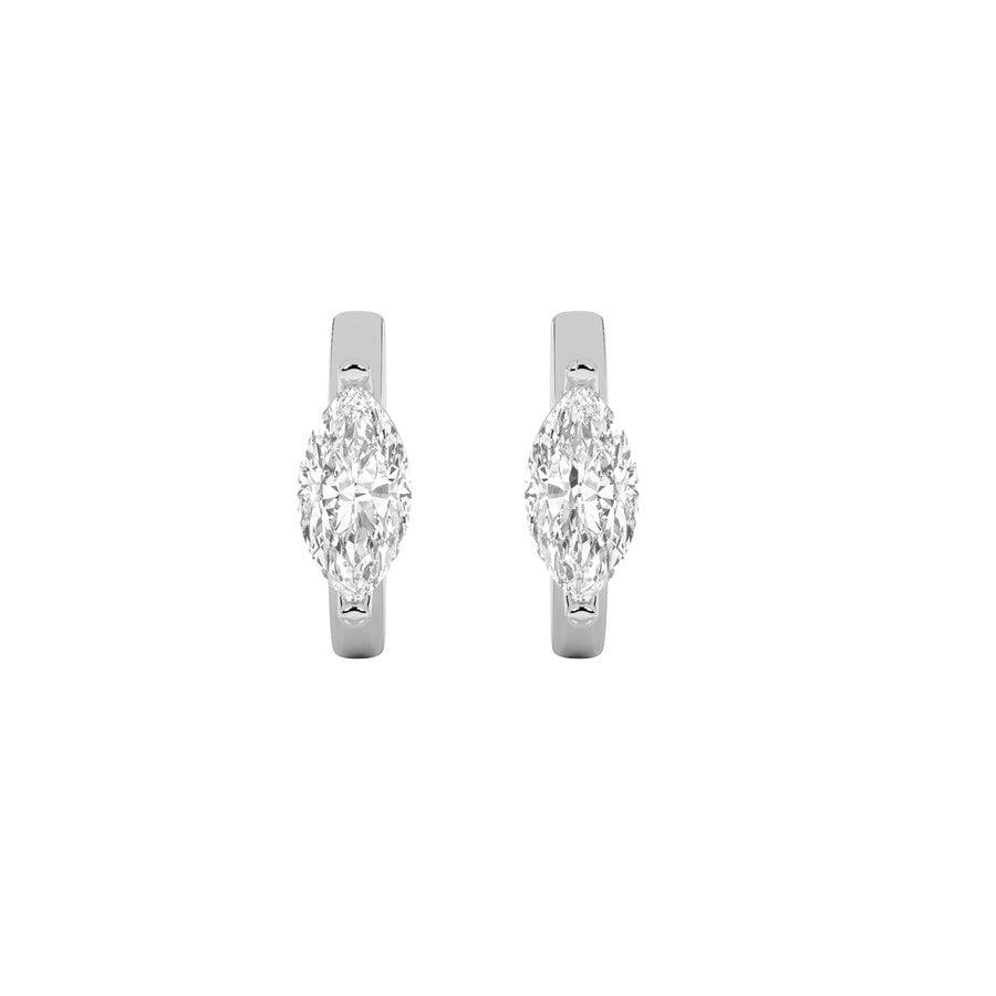 3.5Cttw Marquise Shaped Lab Grown Diamond (F/VS) Solitaire Huggie Earrings in 14K Gold