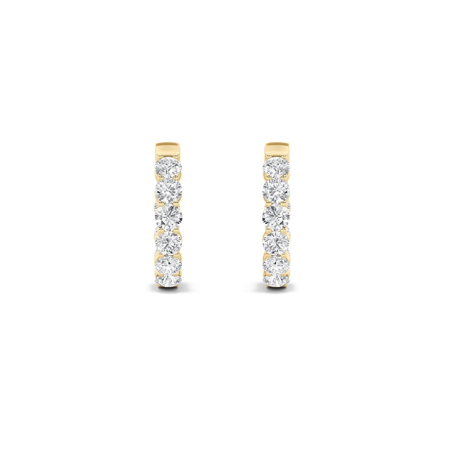 3Cttw Round Shaped Lab Grown Diamond (F/VS) Insideout Hoop Earrings in 14K Gold
