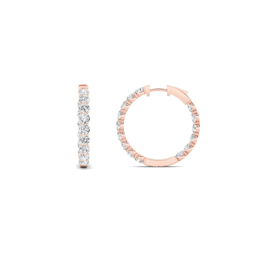 5Cttw Round Shaped Lab Grown Diamond (F/VS) Insideout Hoop Earrings in 14K Gold