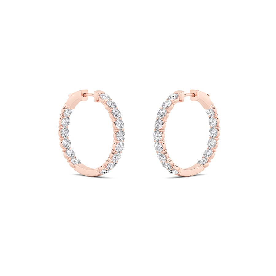 5Cttw Round Shaped Lab Grown Diamond (F/VS) Insideout Hoop Earrings in 14K Gold