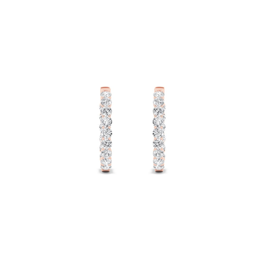 5Cttw Round Shaped Lab Grown Diamond (F/VS) Insideout Hoop Earrings in 14K Gold