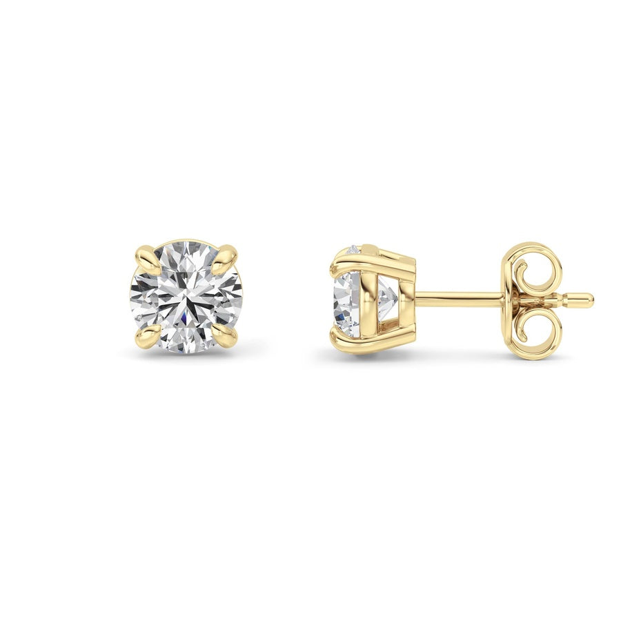 Round Shape Classic Basket Set Stud Earrings lab grown diamond