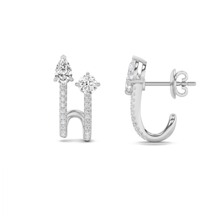 2.5Cttw Round Shaped Lab Grown Diamond (F/VS) Toiet Moi Accented Earrings in 14K Gold