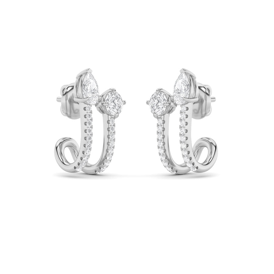 2.5Cttw Round Shaped Lab Grown Diamond (F/VS) Toiet Moi Accented Earrings in 14K Gold
