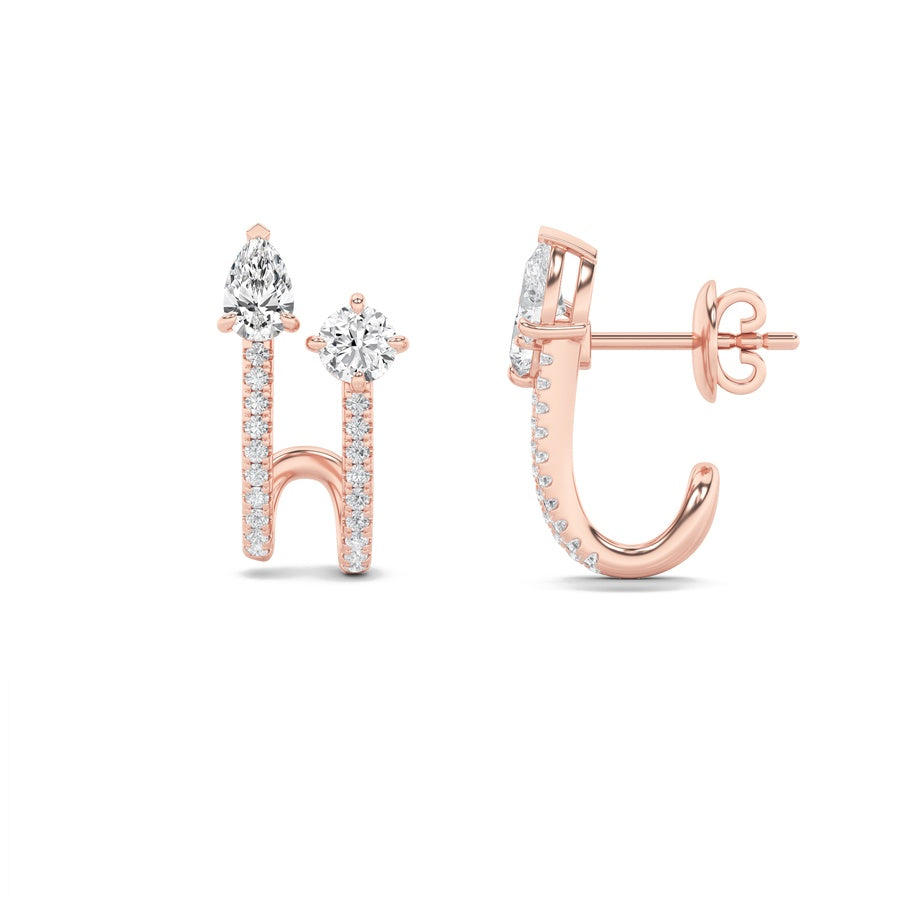 2.5Cttw Round Shaped Lab Grown Diamond (F/VS) Toiet Moi Accented Earrings in 14K Gold