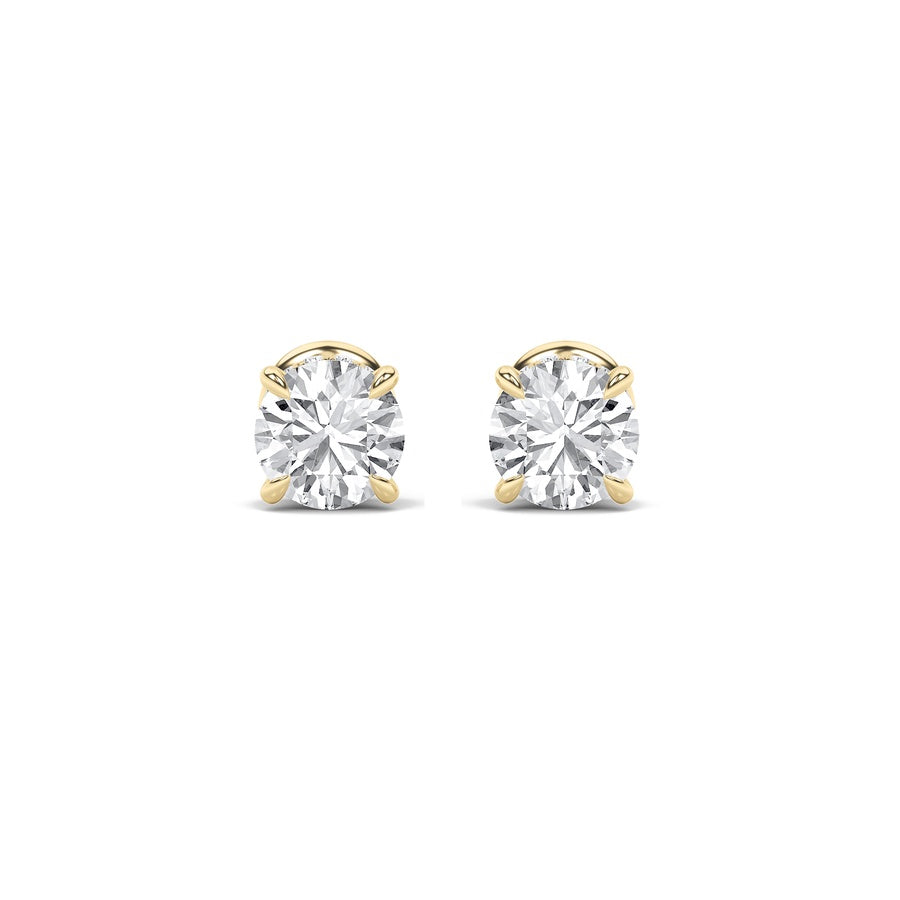 1Cttw Round Shaped Lab Grown Diamond (F/VS) HiddenHalo Stud Earrings in 14K Gold