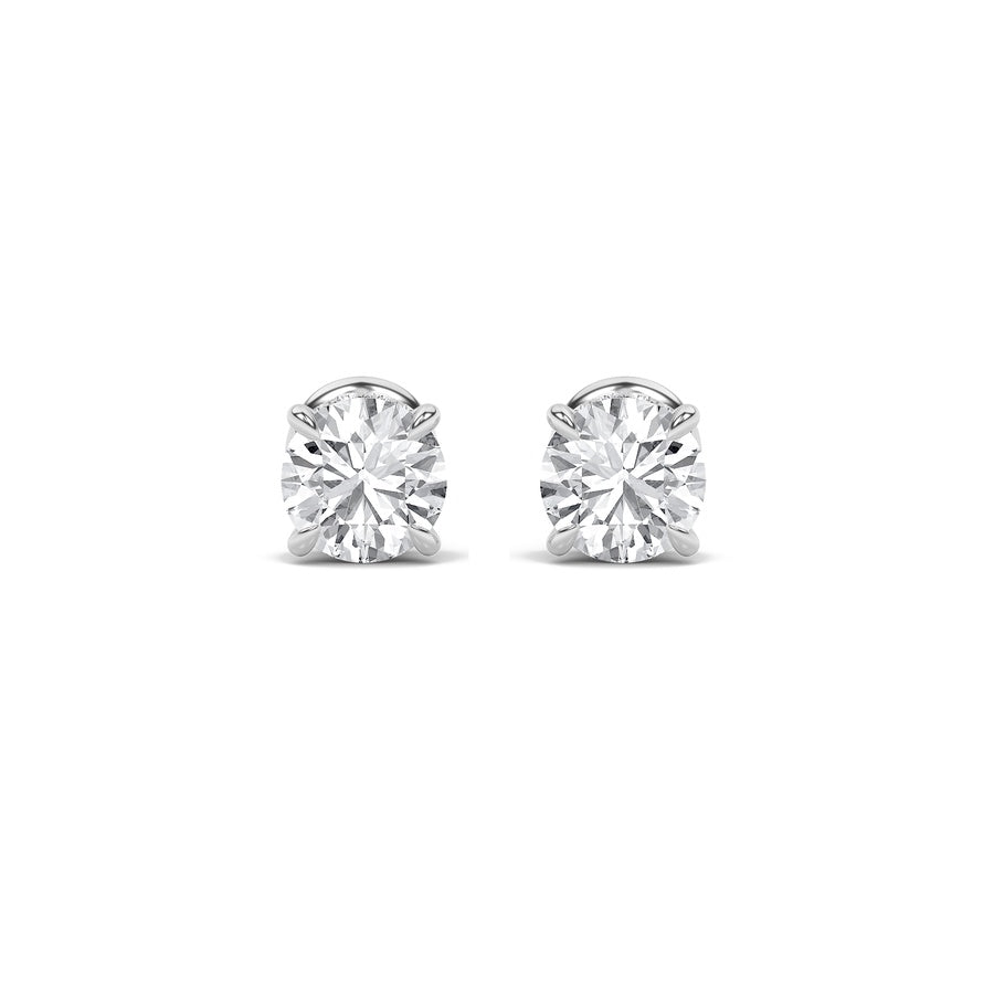 5Cttw Round Shaped Lab Grown Diamond (F/VS) HiddenHalo Stud Earrings in 14K Gold