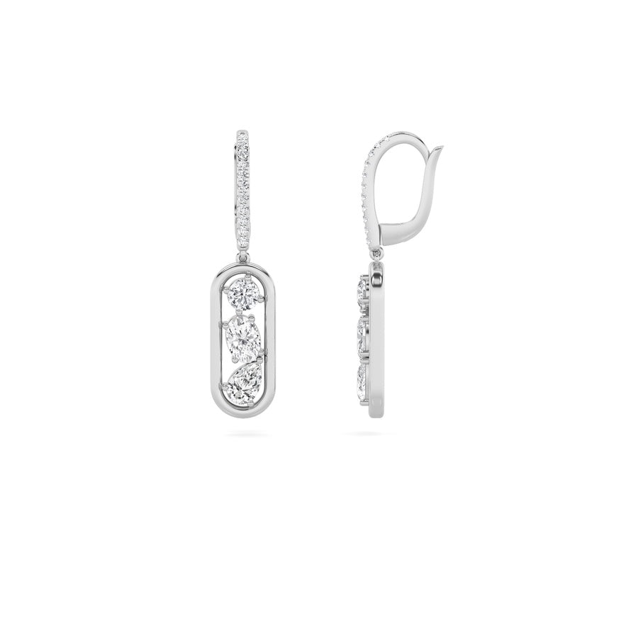 1.5Cttw Mixed Shaped Lab Grown Diamond (F/VS) Paperclip Dangle Earrings in 14K Gold
