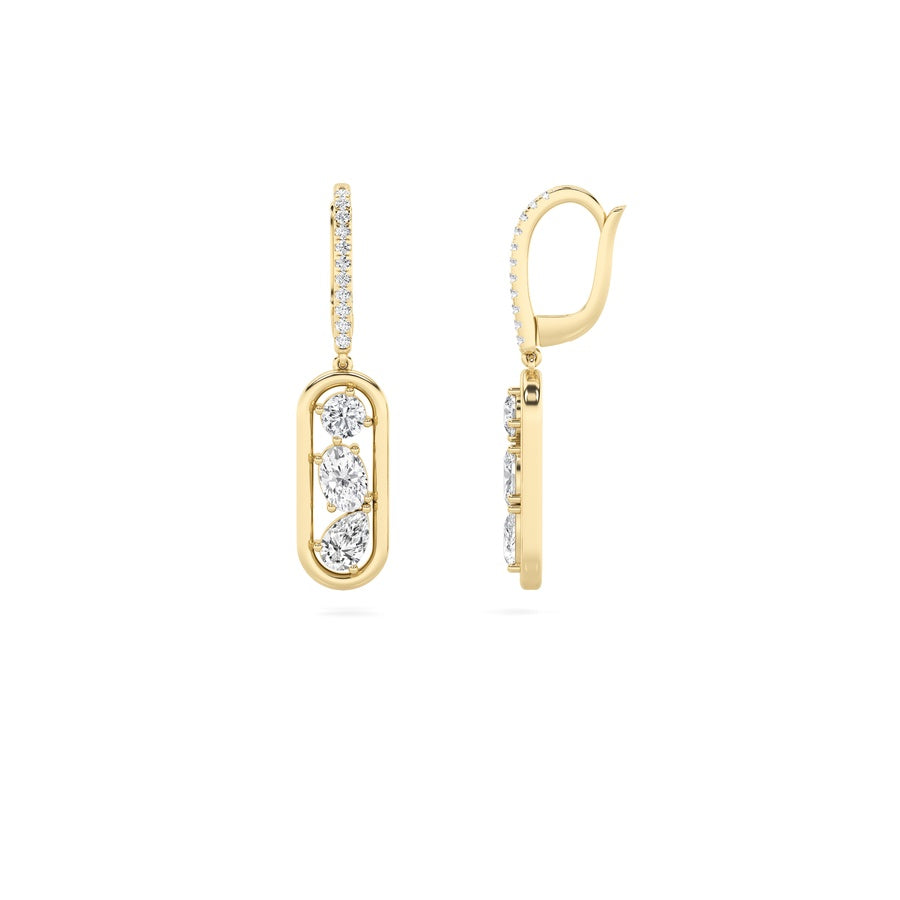 Mixed Shape Paperclip Dangle Earrings lab grown diamond