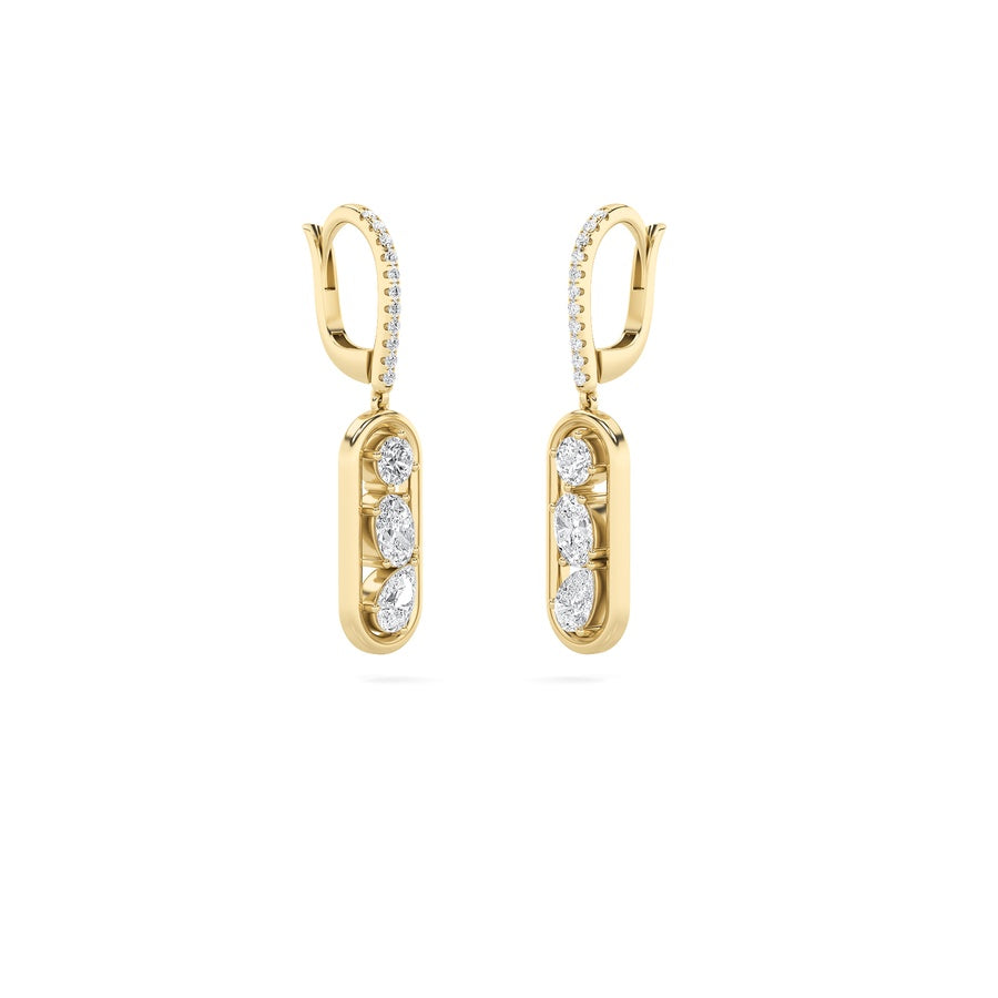 Mixed Shape Paperclip Dangle Earrings lab grown diamond