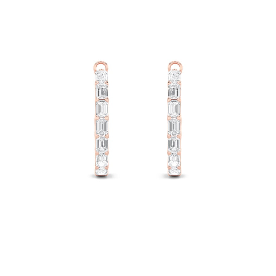 Emerald Shape Inside Out Hoop Earrings lab grown diamond