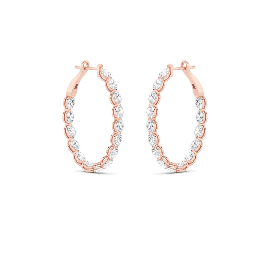 6Cttw Oval Shaped Lab Grown Diamond (F/VS) InsideOut Hoop Earrings in 14K Gold