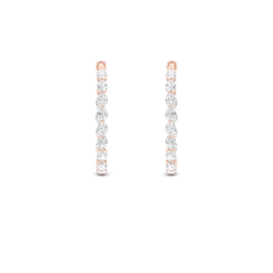 6Cttw Oval Shaped Lab Grown Diamond (F/VS) InsideOut Hoop Earrings in 14K Gold