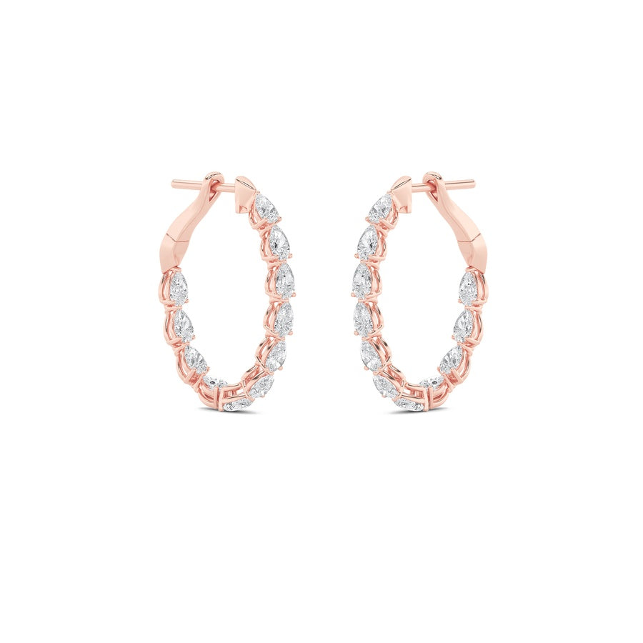 4.25Cttw Pear Shaped Lab Grown Diamond (F/VS) Inside Out Hoop Earrings in 14K Gold