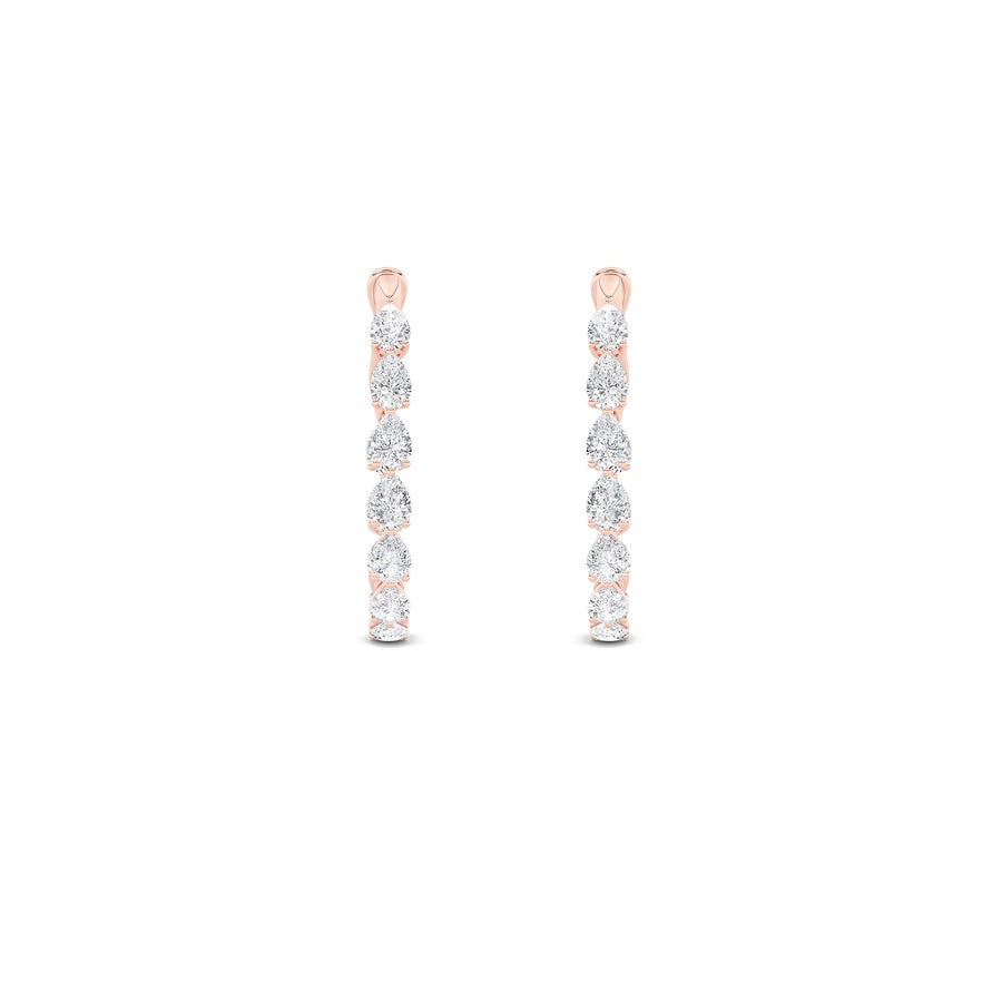 4.25Cttw Pear Shaped Lab Grown Diamond (F/VS) Inside Out Hoop Earrings in 14K Gold