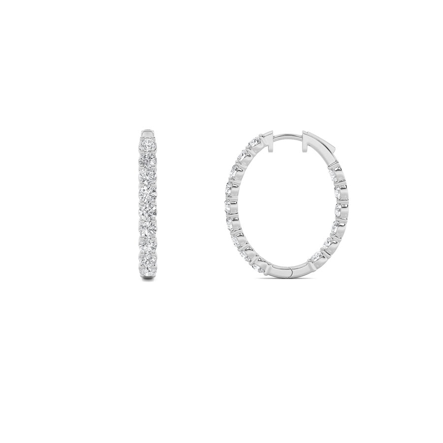 Round Shape Inside Out Hoop Earrings lab grown diamond