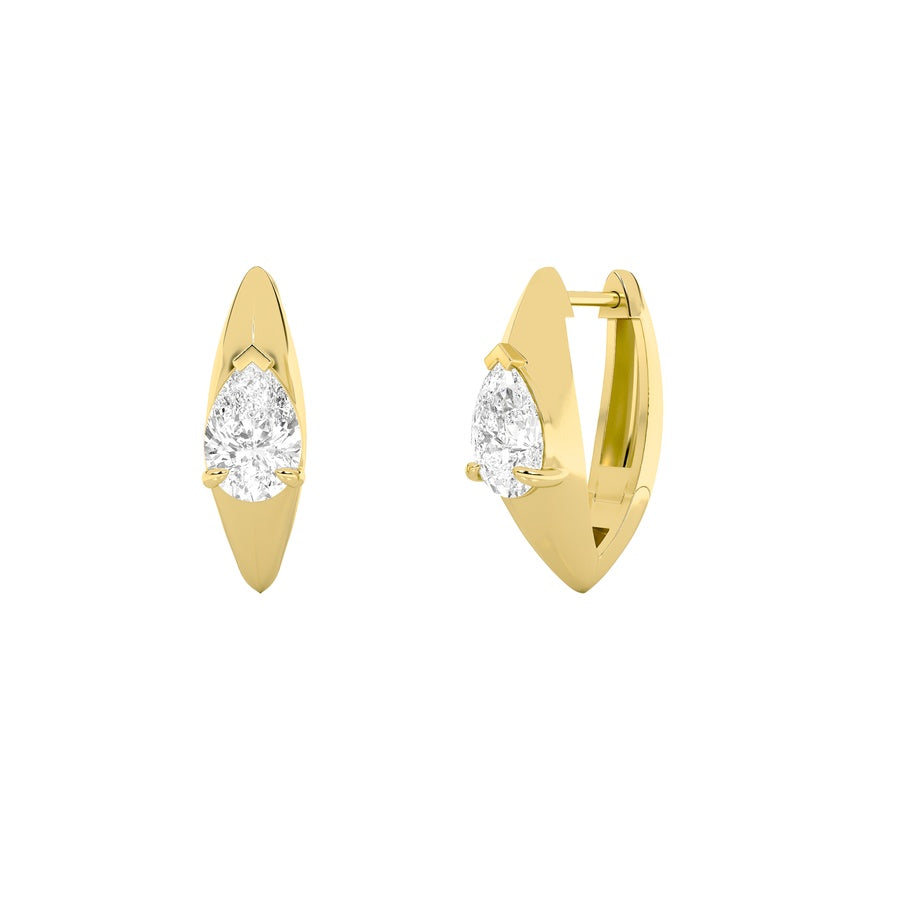 Pear Shape Solitaire Huggie Earrings lab grown diamond